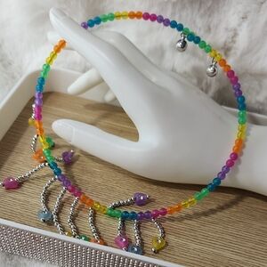 Colorful Beaded Necklace with Silver Accents